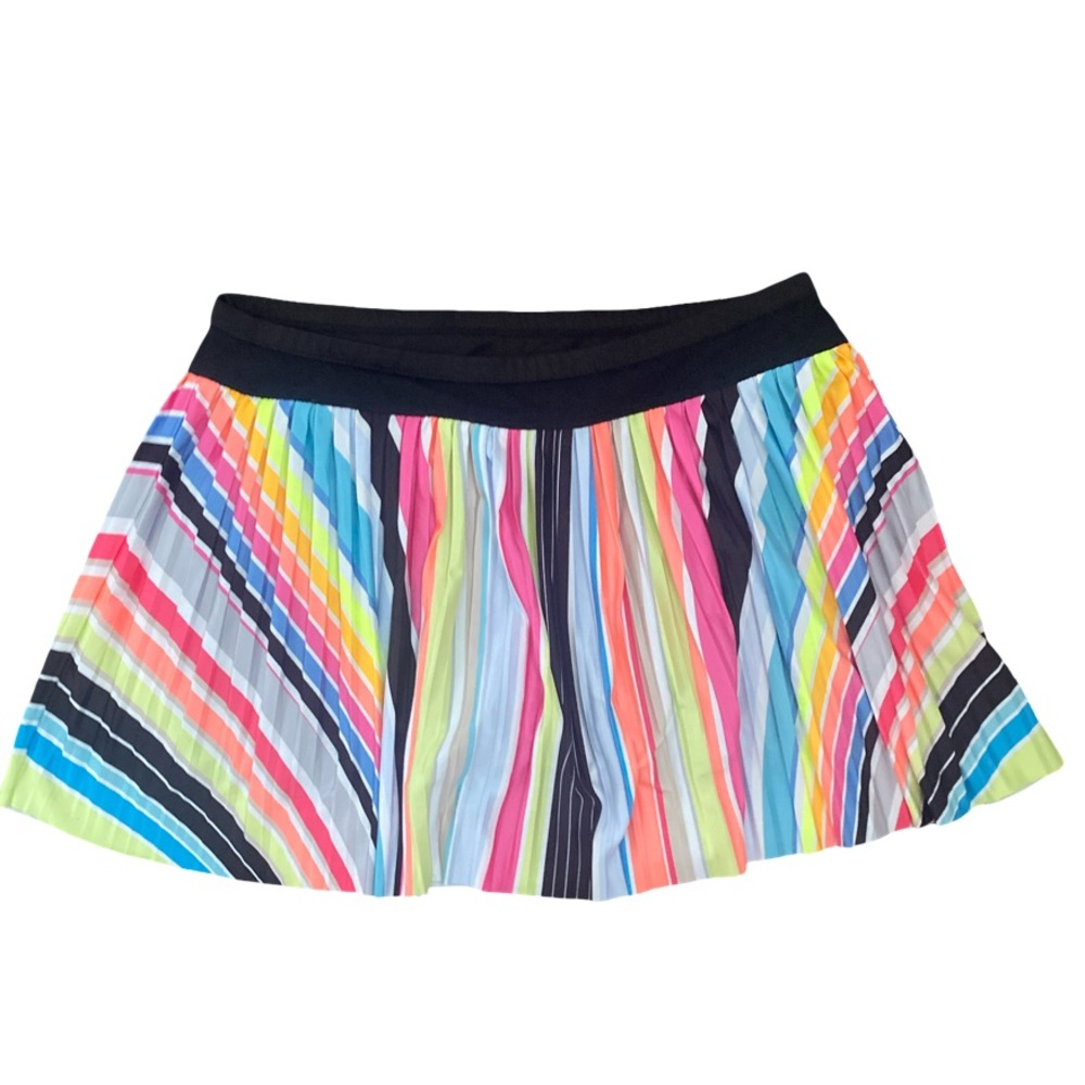 Lucky in Love Colorful Striped Women's Skort- S multi pleated , nylon spandex